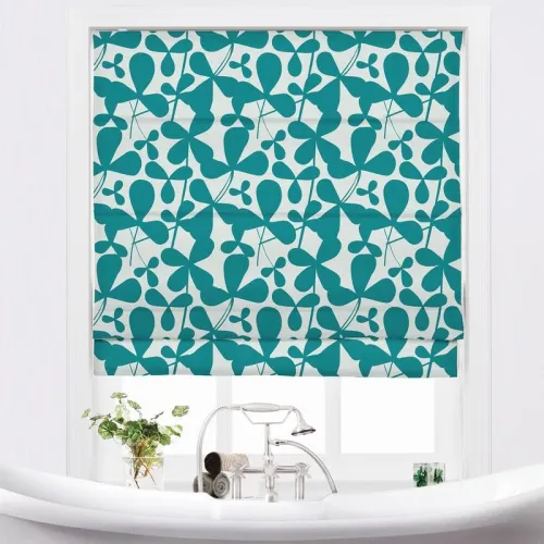CARLA Abstract Print Polyester Linen Room Darkening Roman Shade