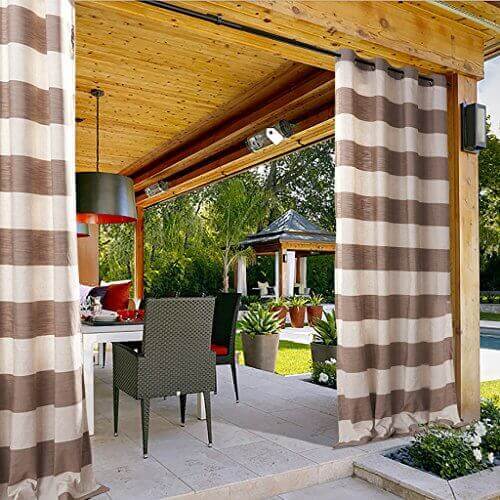 Antique Bronze Grommet Plaid Gingham Check Outdoor Curtain Jones