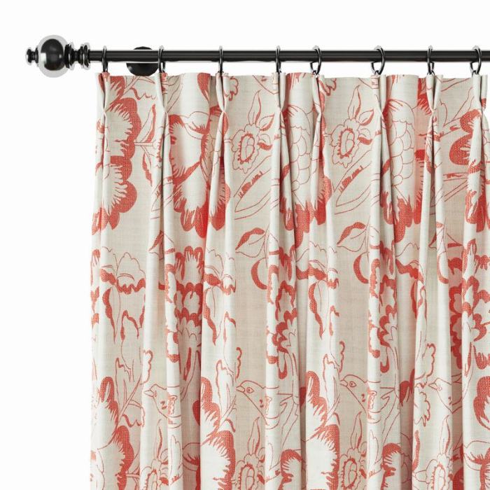 Floral Print Polyester Linen Curtain Drapery ELK
