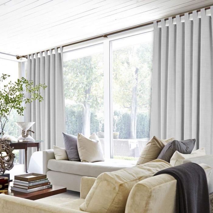 Tab Top Faux Linen with Blackout Lined Window Curtain Panel LIZ