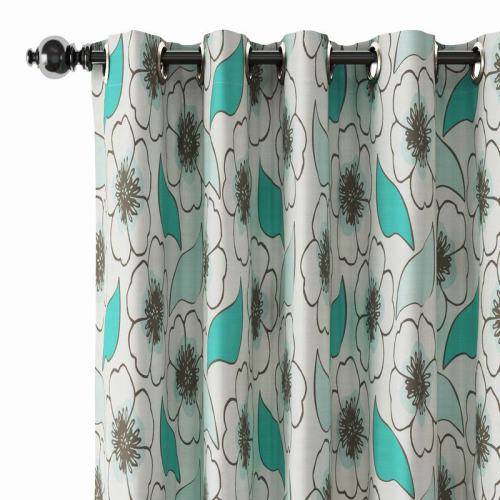 Floral Print Polyester Linen Curtain Drapery LEVI