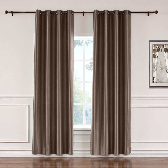 Polyester Cotton Silk Curtain Drape Panel in Antique Bronze Grommet with Blackout Lined LHZ