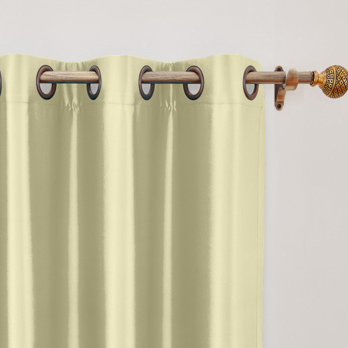 Polyester Cotton Silk Curtain Drape Panel in Antique Bronze Grommet with Blackout Lined LHZ