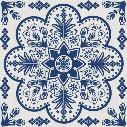 Floral Print Polyester Linen Curtain Drapery ADELAIDE