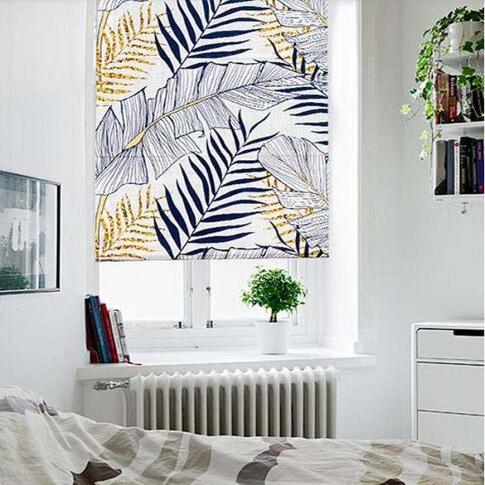 Print Polyester Roman Shade In Blue