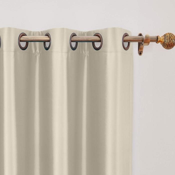 Polyester Cotton Silk Curtain Drape Panel in Antique Bronze Grommet with Blackout Lined LHZ