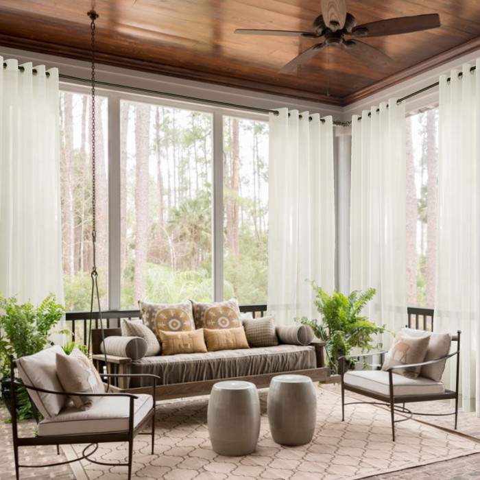 Nickel Grommet Indoor Outdoor Sheer Curtain Wide Opulent Voile Drape SCANDINA
