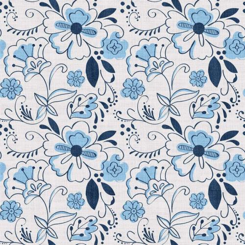 Floral Print Polyester Linen Curtain Drapery WILLIAM