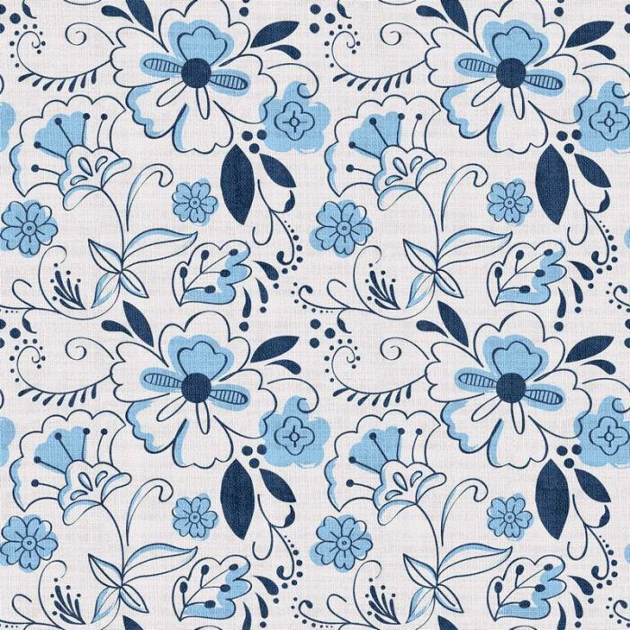 Floral Print Polyester Linen Curtain Drapery WILLIAM