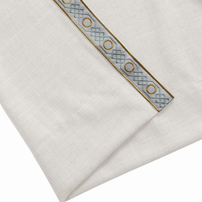 AMARA Polyester Linen Curtain Drapery With Decorative Trim Custom Sold Per Pair