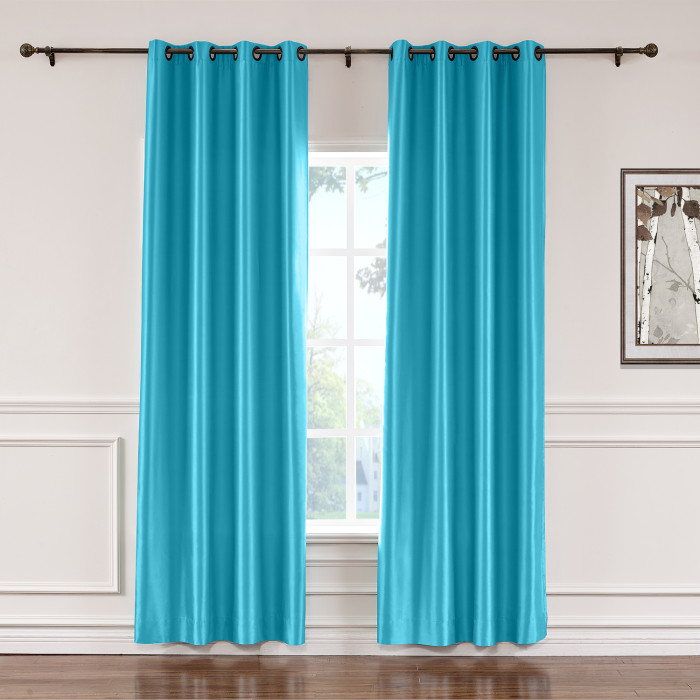Polyester Cotton Silk Curtain Drape Panel in Antique Bronze Grommet with Blackout Lined LHZ