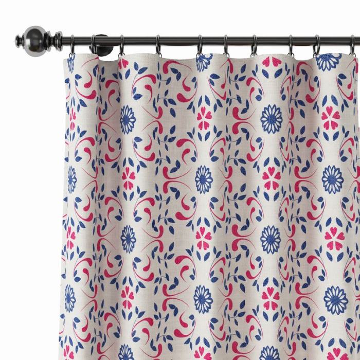 Floral Print Polyester Linen Curtain Drapery OPHELIA