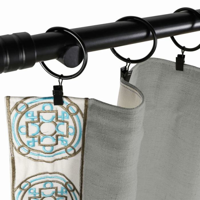 AMARA Polyester Linen Curtain Drapery With Decorative Trim Custom Sold Per Pair