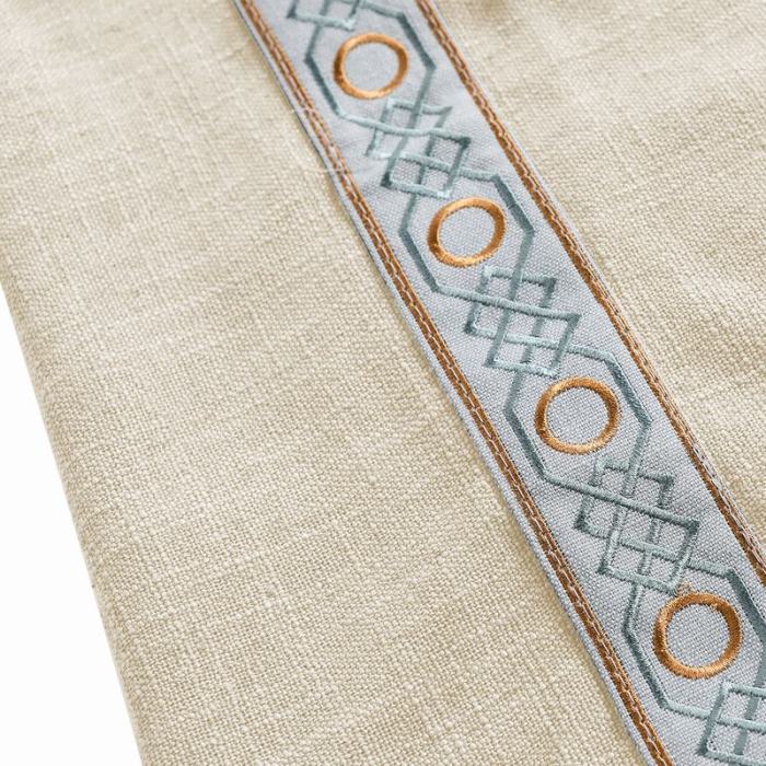 AMARA Polyester Linen Curtain Drapery With Decorative Trim Custom Sold Per Pair