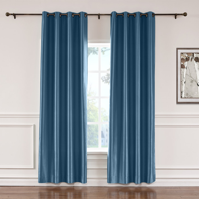 Polyester Cotton Silk Curtain Drape Panel in Antique Bronze Grommet with Blackout Lined LHZ