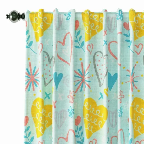 Kids Print Polyester Linen Curtain Drapery FINN