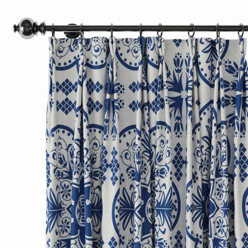 Floral Print Polyester Linen Curtain Drapery ADELAIDE