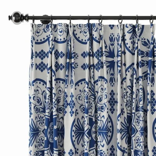Floral Print Polyester Linen Curtain Drapery ADELAIDE
