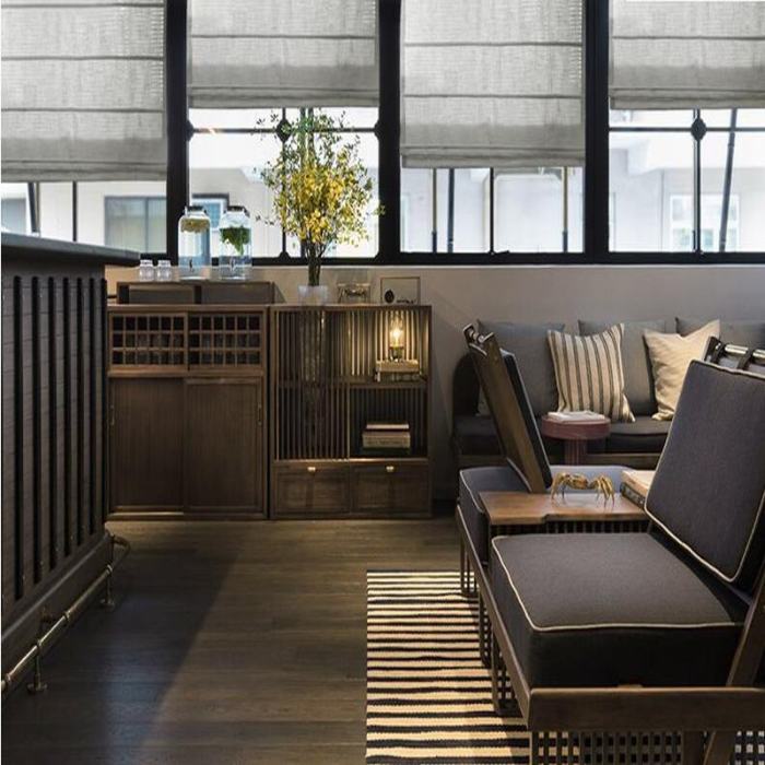 Polyester Linen Roman Shade In Grey