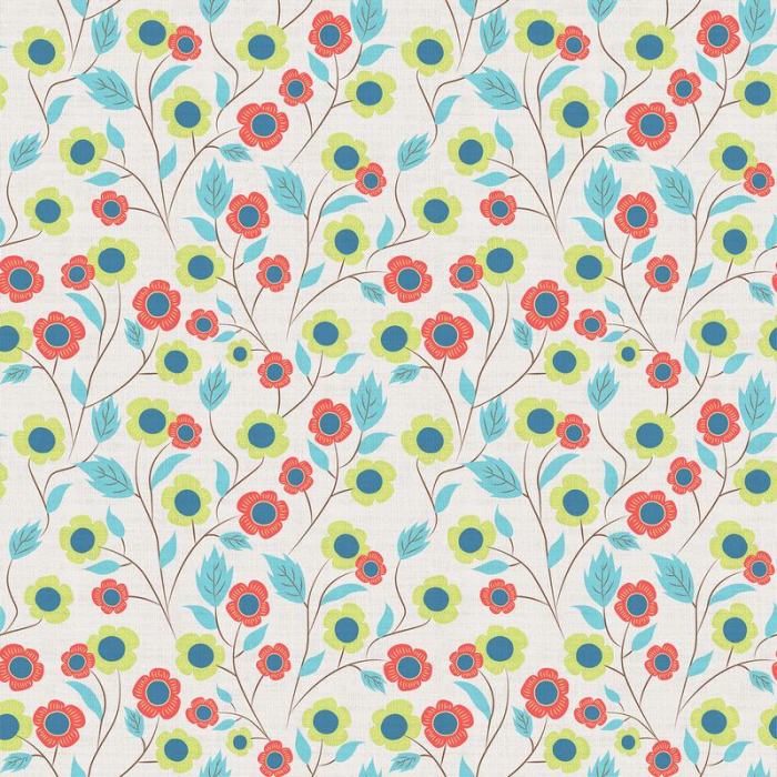 Floral Print Polyester Linen Curtain Drapery ETHAN