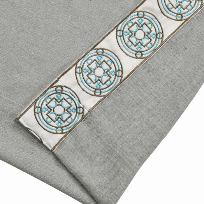 AMARA Polyester Linen Curtain Drapery With Decorative Trim Custom Sold Per Pair