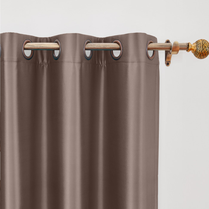 Polyester Cotton Silk Curtain Drape Panel in Antique Bronze Grommet with Blackout Lined LHZ