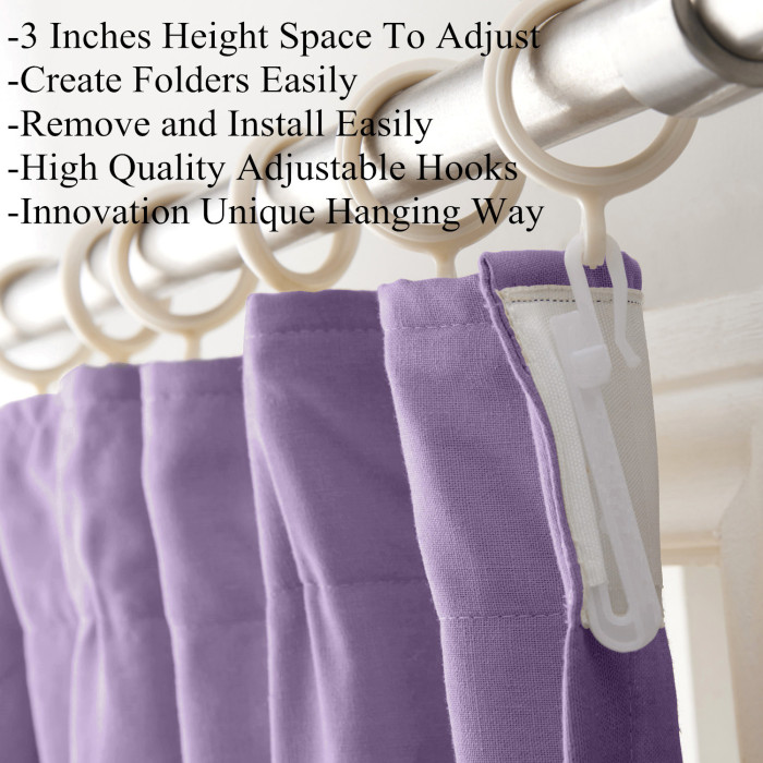 Flat Hook Velvet Curtain Drape with Blackout Lined For Track with Ring Clip or Traverse Rod and Rod with Rings Birkin