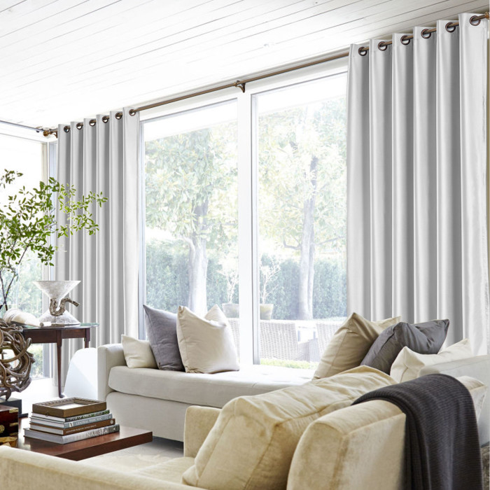 Polyester Cotton Silk Curtain Drape Panel in Antique Bronze Grommet with Blackout Lined LHZ