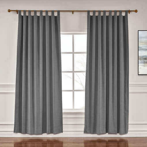 Tab Top Faux Linen with Blackout Lined Window Curtain Panel LIZ
