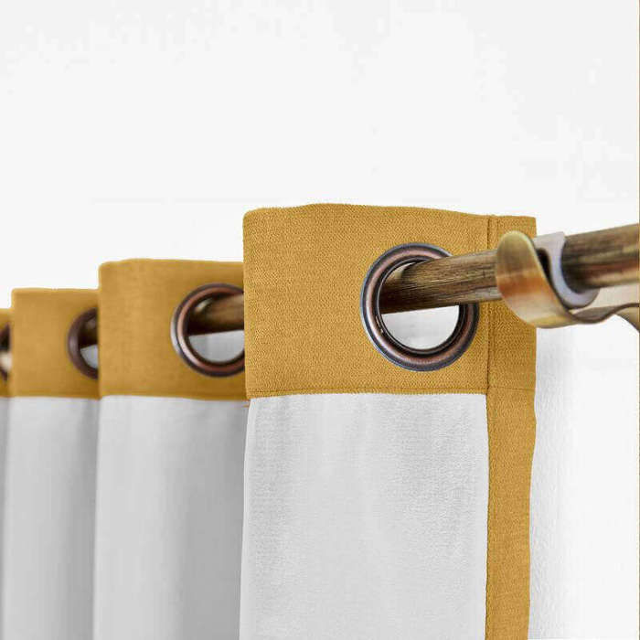Antique Bronze Grommet Polyester Cotton Drapery With Blackout Lining Thermal Curtain Kantee