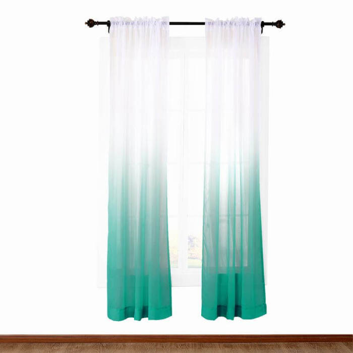 3 Inches Rod Pocket Gradient Ombre Sheer Curtain with 1 Inch Flange Tulle Gradual Sheer Drape HANNA