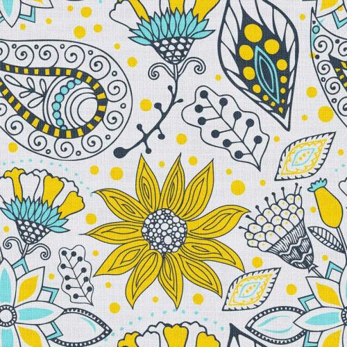 Paisley Floral Print Polyester Linen Curtain Drapery with Privacy Blackout Thermal Lining AIMEE