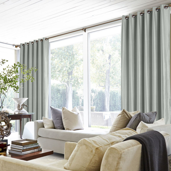 Polyester Cotton Silk Curtain Drape Panel in Antique Bronze Grommet with Blackout Lined LHZ