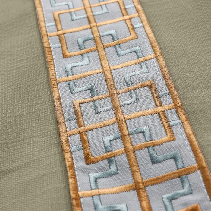 AMARA Polyester Linen Curtain Drapery With Decorative Trim Custom Sold Per Pair