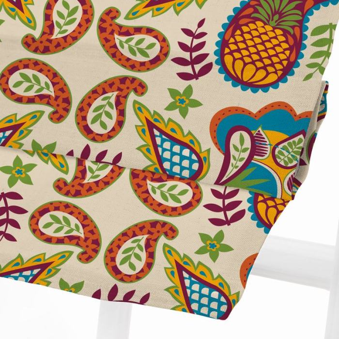 ABBY Paisley Print Polyester Linen Roman Shade