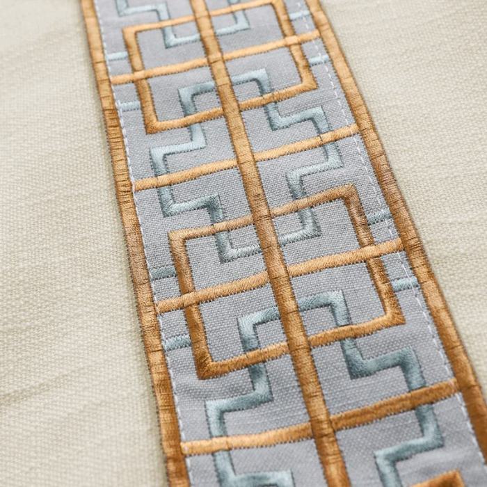 AMARA Polyester Linen Curtain Drapery With Decorative Trim Custom Sold Per Pair
