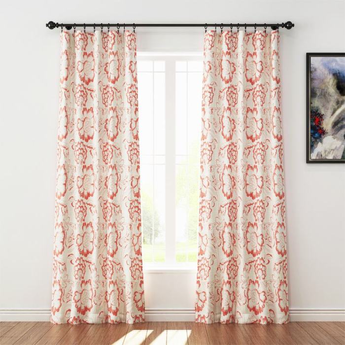 Floral Print Polyester Linen Curtain Drapery ELK