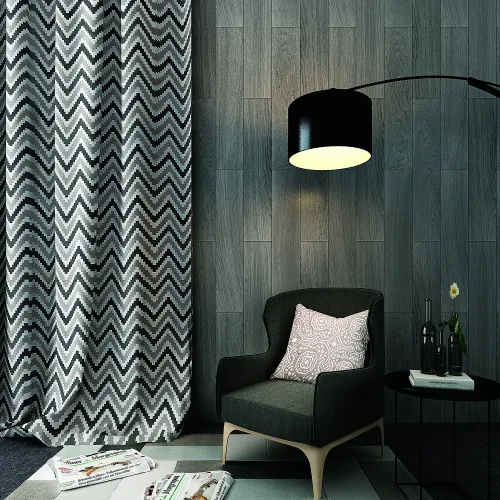 Chevon Zigzag Print Polyester Cotton Curtain ADA