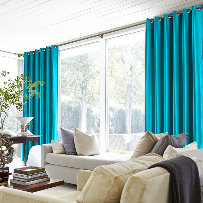 Polyester Cotton Silk Curtain Drape Panel in Antique Bronze Grommet with Blackout Lined LHZ