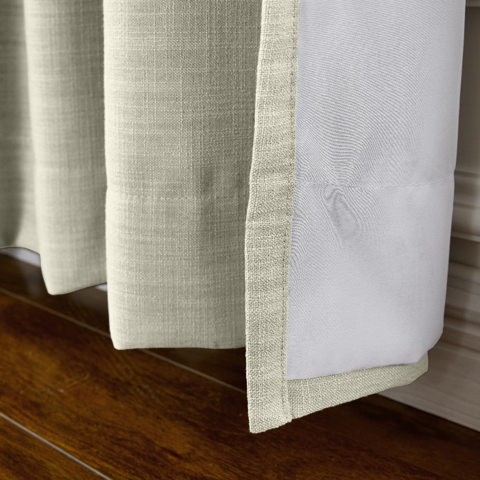 Tab Top Faux Linen with Blackout Lined Window Curtain Panel LIZ