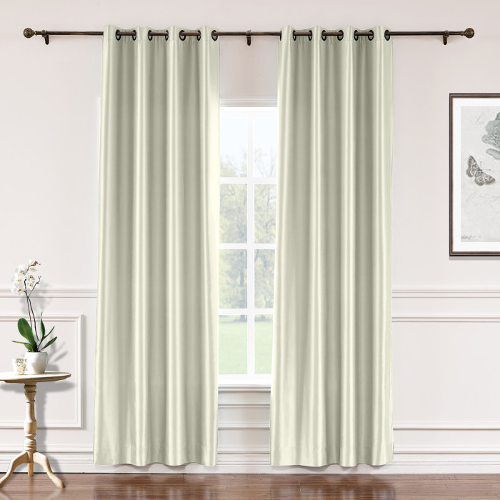 Polyester Cotton Silk Curtain Drape Panel in Antique Bronze Grommet with Blackout Lined LHZ