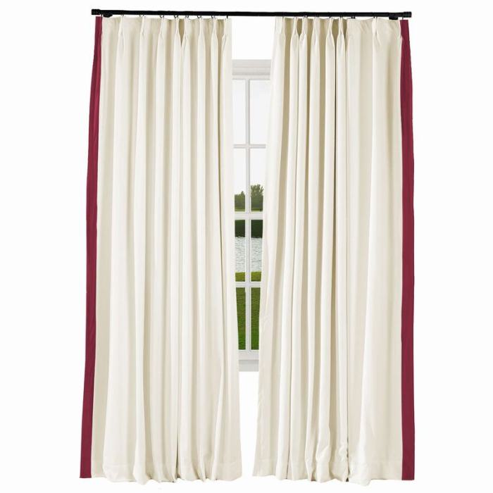 FELIX Velvet Curtain Drapery with Color Border Custom Sold Per Pair
