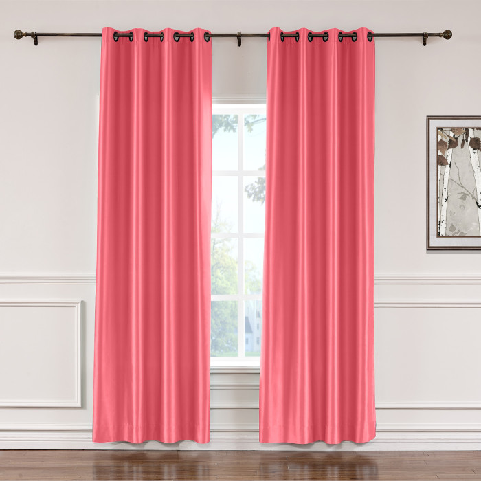 Polyester Cotton Silk Curtain Drape Panel in Antique Bronze Grommet with Blackout Lined LHZ
