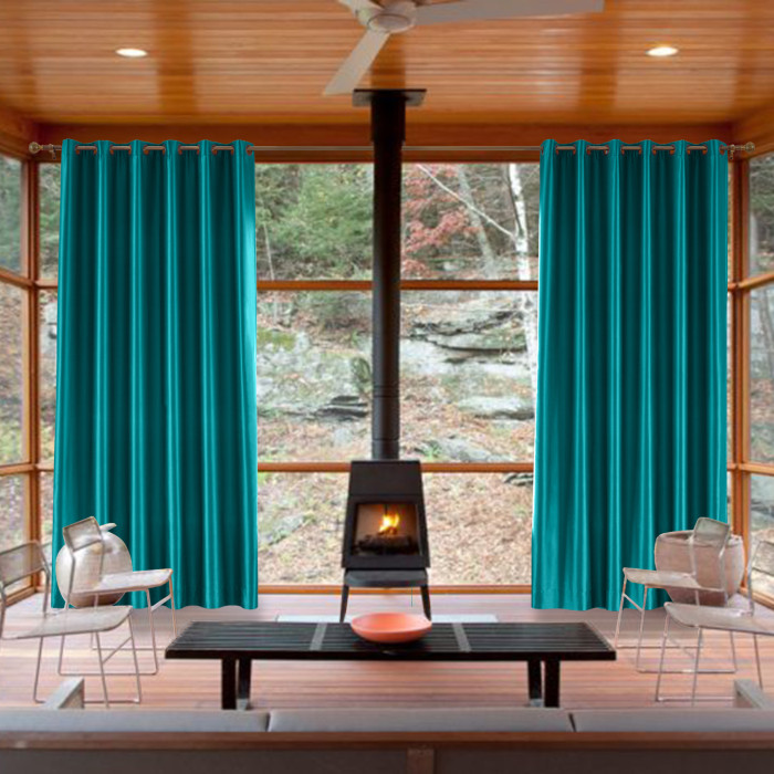 Polyester Cotton Silk Curtain Drape Panel in Antique Bronze Grommet with Blackout Lined LHZ