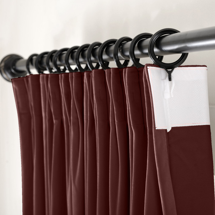 Flat Hook Velvet Curtain Drape with Blackout Lined For Track with Ring Clip or Traverse Rod and Rod with Rings Birkin