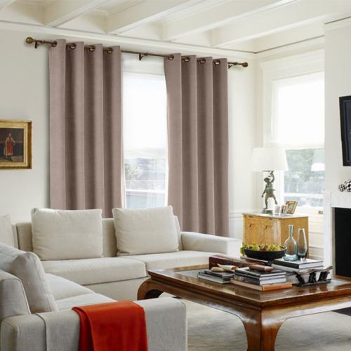 CUSTOM Kante Dark Liver Polyester Cotton Drapery With Lining Curtains