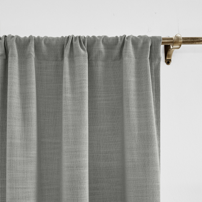 Rod Pocket Faux Linen Window Curtain with Blackout Lined LIZ