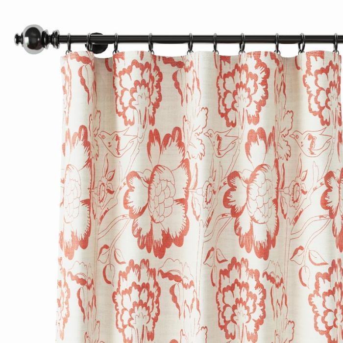 Floral Print Polyester Linen Curtain Drapery ELK