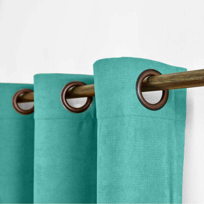 Antique Bronze Grommet Polyester Cotton Drapery With Blackout Lining Thermal Curtain Kantee