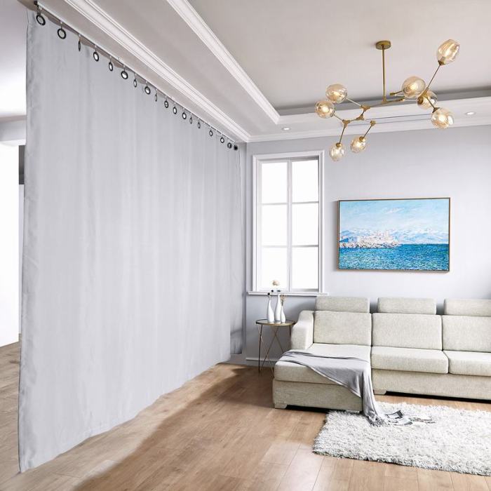 Ceiling Track Room Divider Flame Retardant Fireproof Curtain Kit for Any Space